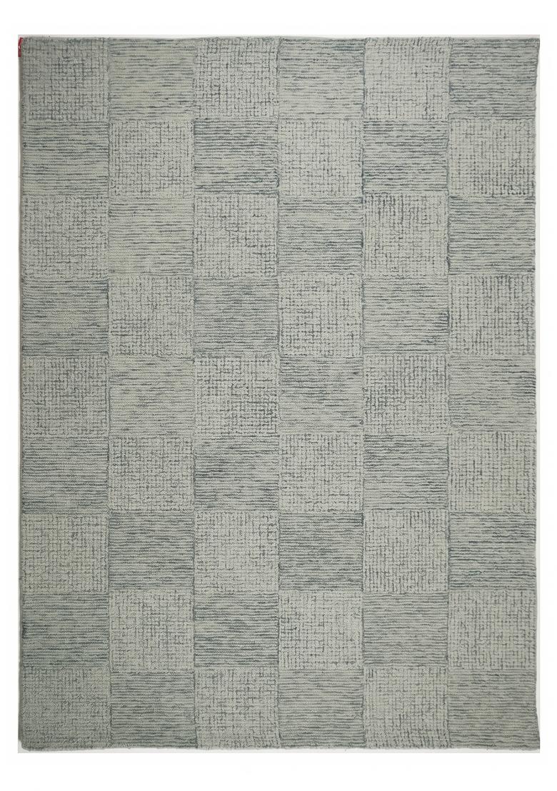 Saffron Rugs Hand Tufted Sage Green Checkered Contemporary Rectangular Wool Area Rug - Indya