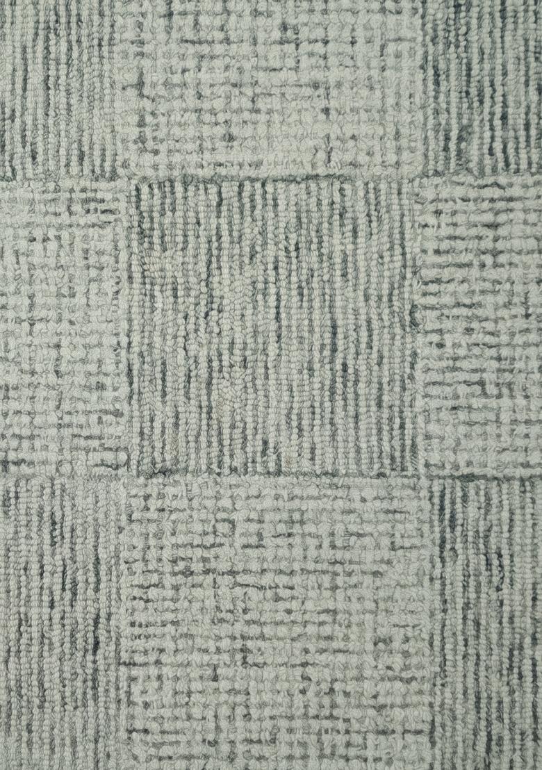 Saffron Rugs Hand Tufted Sage Green Checkered Contemporary Rectangular Wool Area Rug - Indya