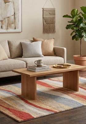 Saffron Rugs Hand Tufted Multicolor Striped Bohemian Rectangular Wool Area Rug