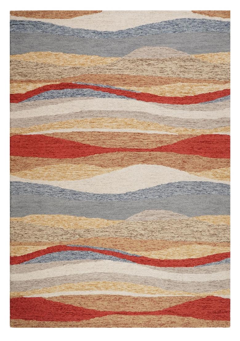 Saffron Rugs Hand Tufted Multicolor Striped Bohemian Rectangular Wool Area Rug - Indya