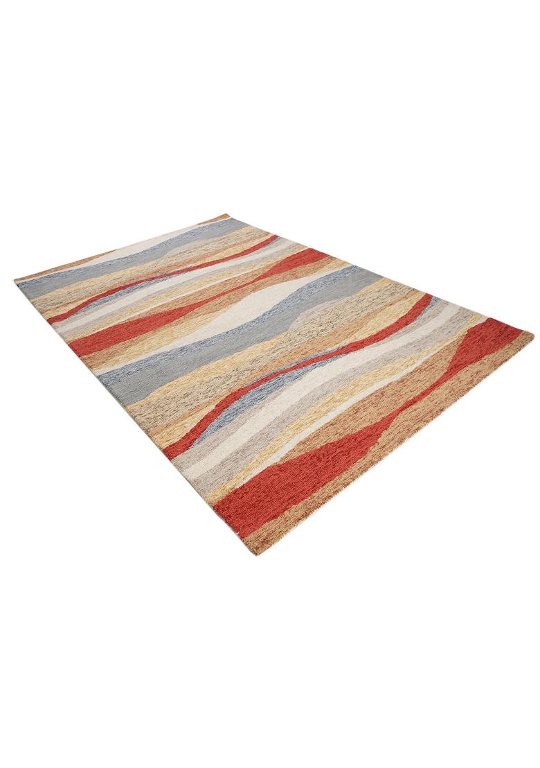 Saffron Rugs Hand Tufted Multicolor Striped Bohemian Rectangular Wool Area Rug - Indya