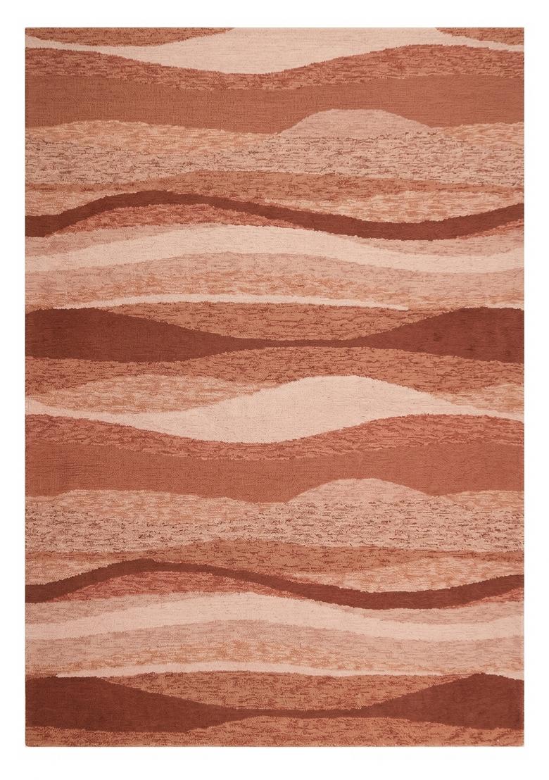 Saffron Rugs Hand Tufted Terracotta Brown Striped Bohemian Rectangular Wool Area Rug - Indya