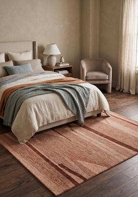 Saffron Rugs Hand Tufted Terracotta Rust  Contemporary Rectangular Wool Area Rug