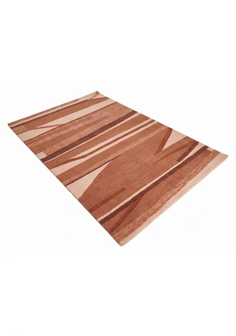 Saffron Rugs Hand Tufted Terracotta Rust  Contemporary Rectangular Wool Area Rug - Indya
