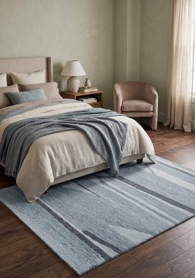 Saffron Rugs Hand Tufted Light Blue Grey  Contemporary Rectangular Wool Area Rug