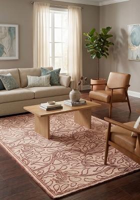 Saffron Rugs Hand Tufted Blush Pink Floral Transitional Rectangular Wool Area Rug