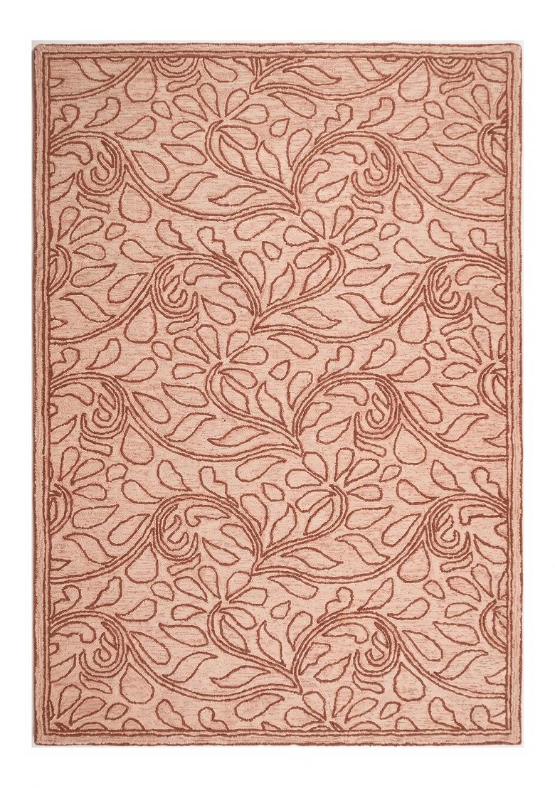 Saffron Rugs Hand Tufted Blush Pink Floral Transitional Rectangular Wool Area Rug - Indya