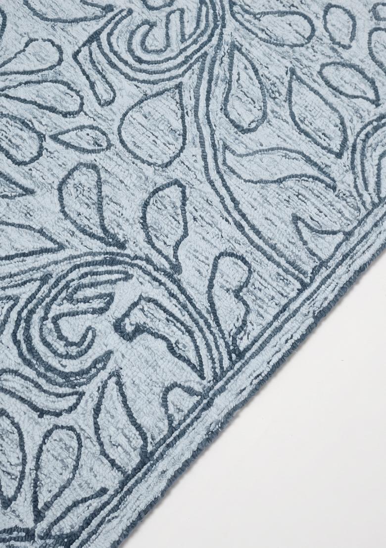 Saffron Rugs Hand Tufted Light Blue Floral Transitional Rectangular Wool Area Rug - Indya