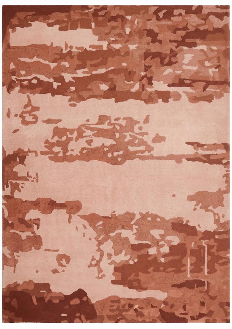 Saffron Rugs Hand Tufted Terracotta Pink  Contemporary Rectangular Wool Area Rug - Indya