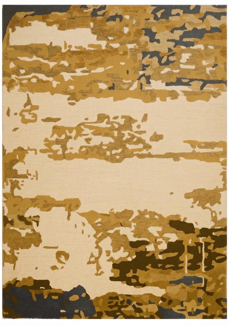 Saffron Rugs Hand Tufted Cream Gold  Contemporary Rectangular Wool Area Rug - Indya