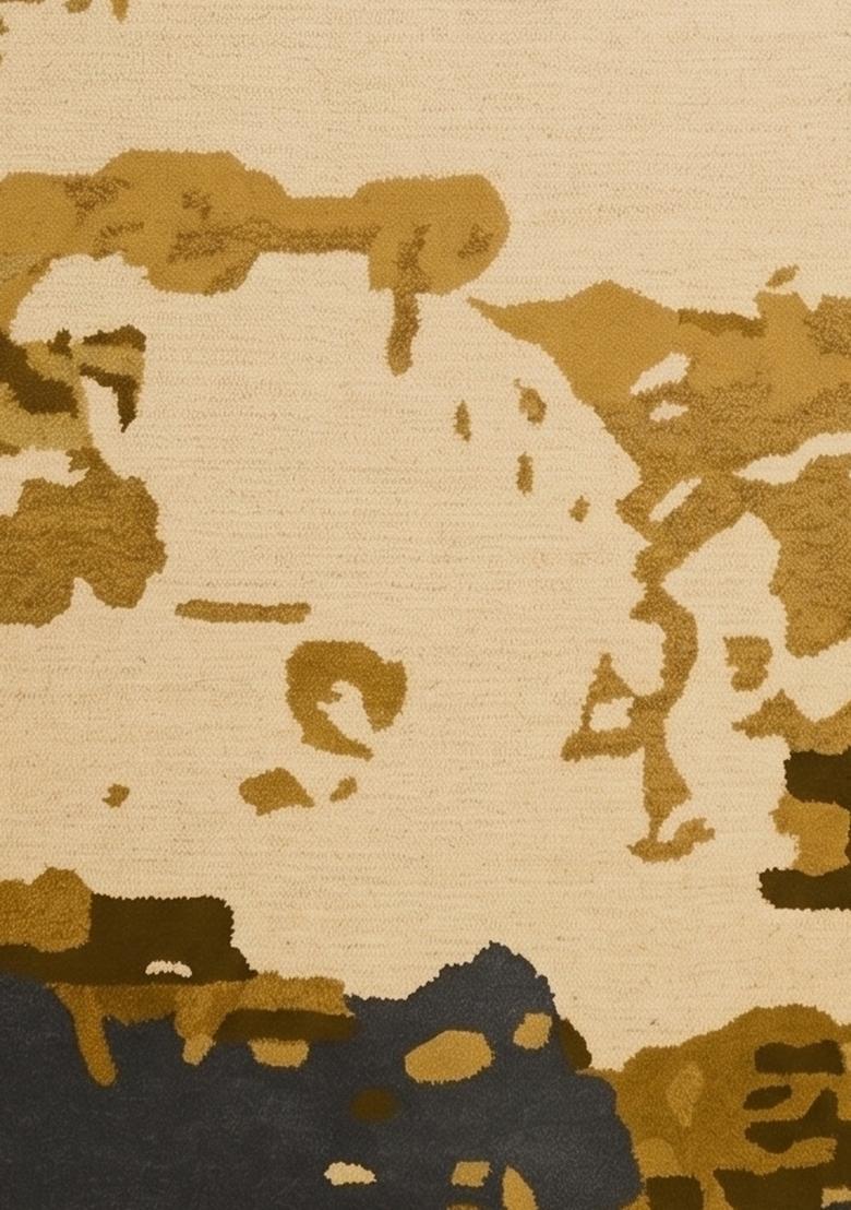 Saffron Rugs Hand Tufted Cream Gold  Contemporary Rectangular Wool Area Rug - Indya