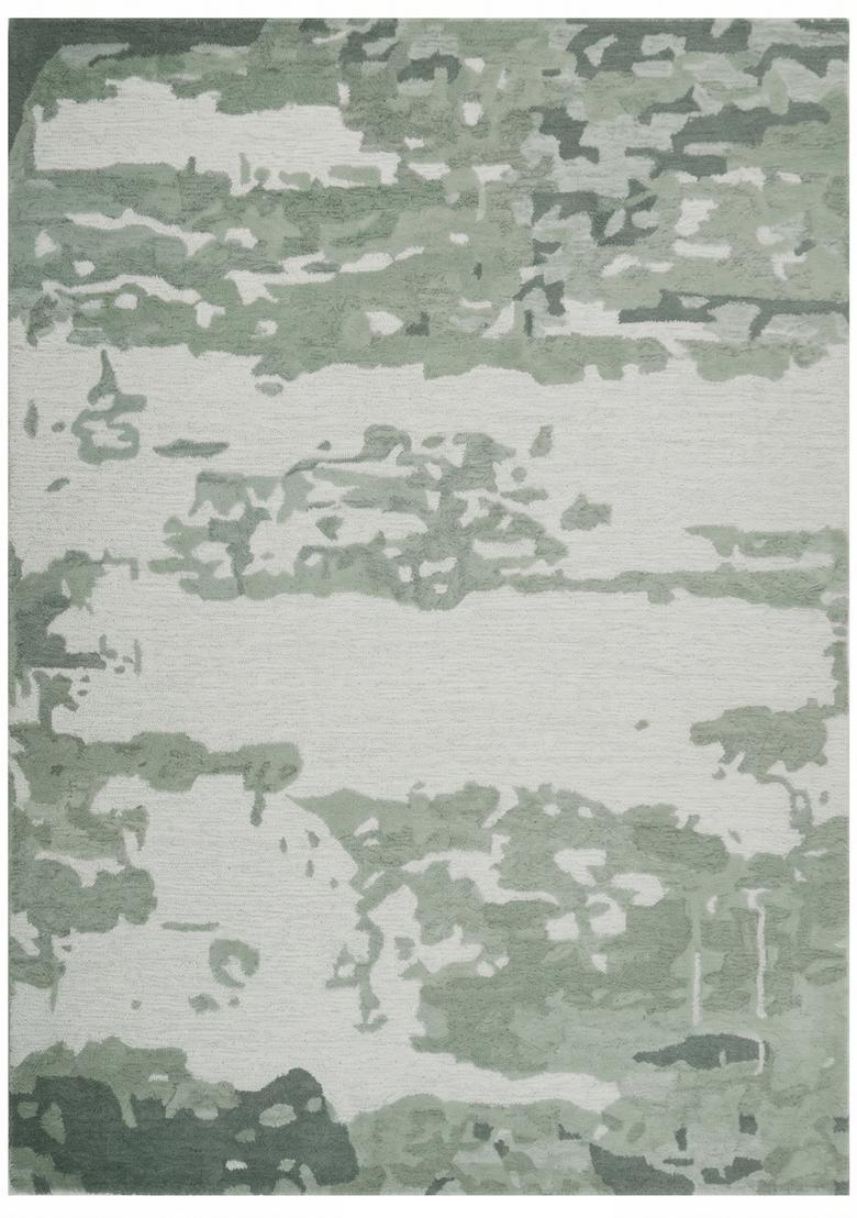 Saffron Rugs Hand Tufted Sage Green  Contemporary Rectangular Wool Area Rug - Indya