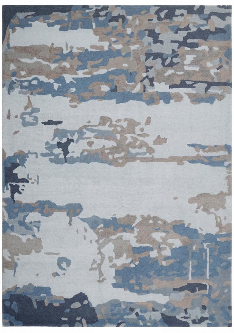 Saffron Rugs Hand Tufted Blue Grey  Contemporary Rectangular Wool Area Rug - Indya