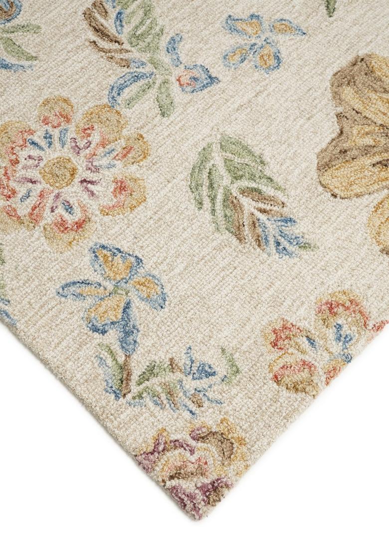 Saffron Rugs Hand Tufted Beige  Transitional Rectangular Wool Area Rug - Indya