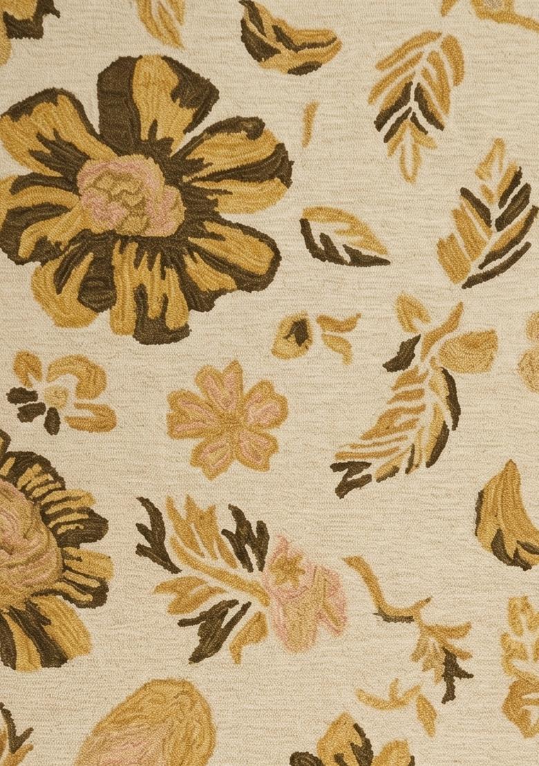Saffron Rugs Hand Tufted Cream  Transitional Rectangular Wool Area Rug - Indya