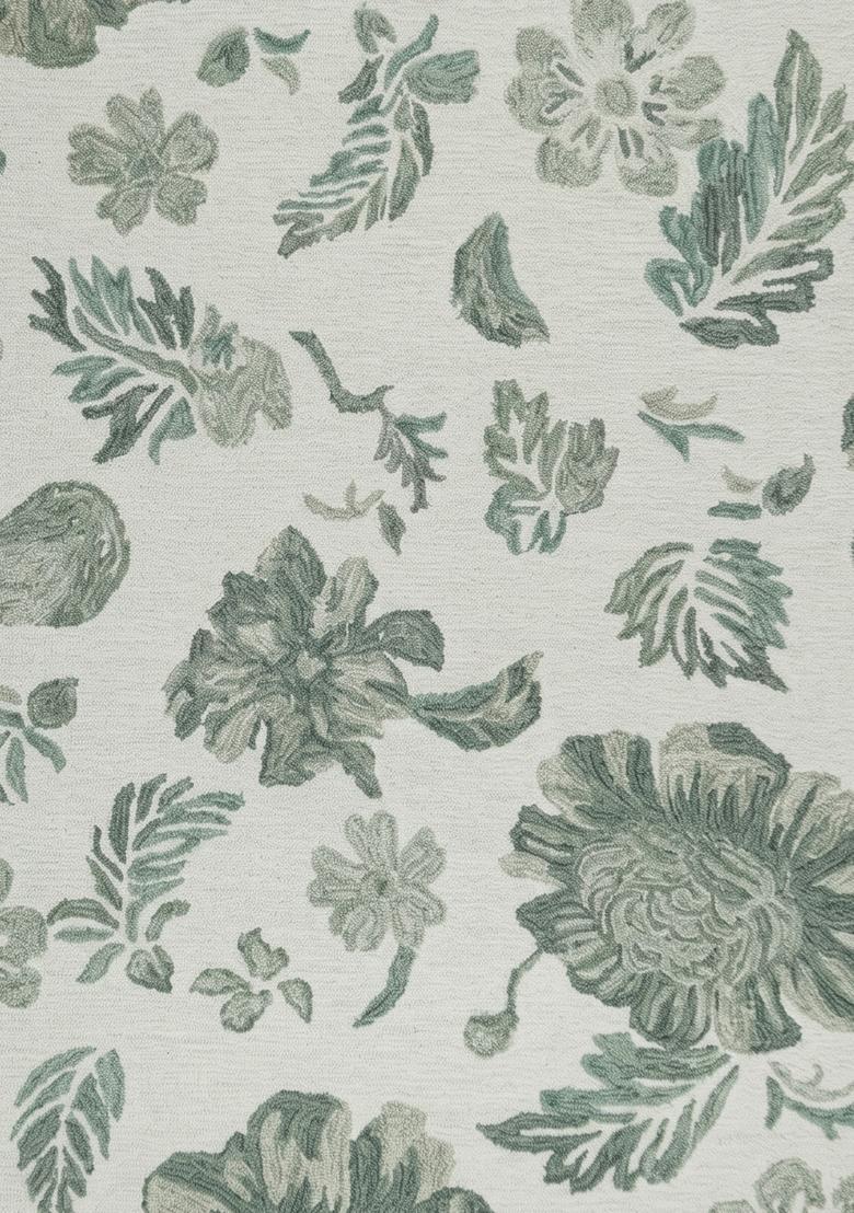 Saffron Rugs Hand Tufted Sage Green  Transitional Rectangular Wool Area Rug - Indya