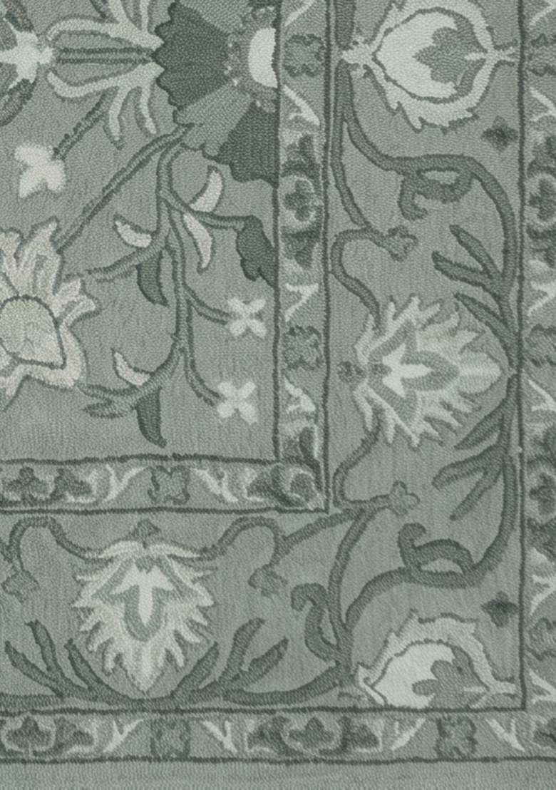 Saffron Rugs Hand-Tufted 100% Wool Area Rug | Sage Green Rectangular Rug | Cotton Backing | Classic Floral Home Decor Carpet for Living Room - Indya