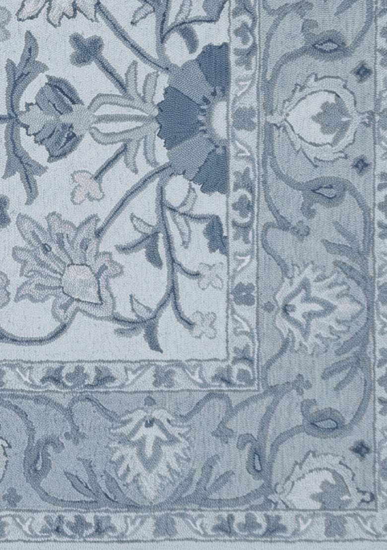 Saffron Rugs Hand-Tufted 100% Wool Area Rug | Light Blue Rectangular Rug | Cotton Backing | Classic Floral Home Decor Carpet for Living Room - Indya