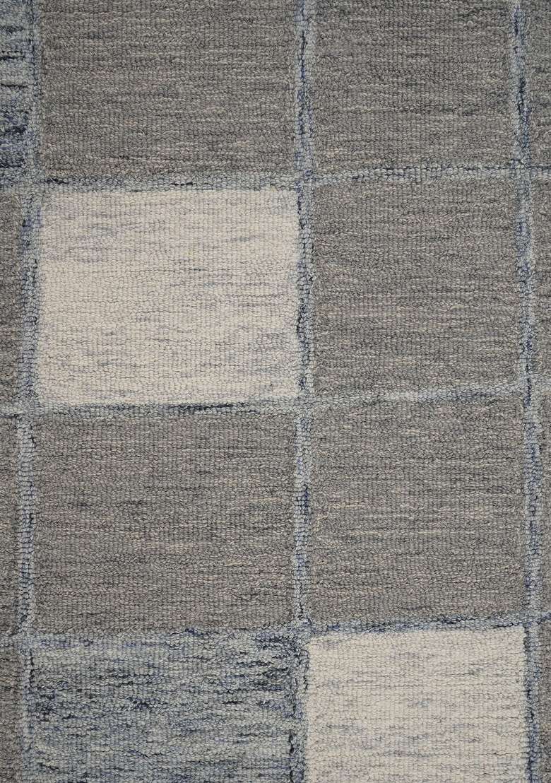 Saffron Rugs Hand-Tufted 100% Wool Area Rug | Grey Rectangular Rug | Cotton Backing | Contemporary Geometric Home Decor Carpet for Bedroom - Indya