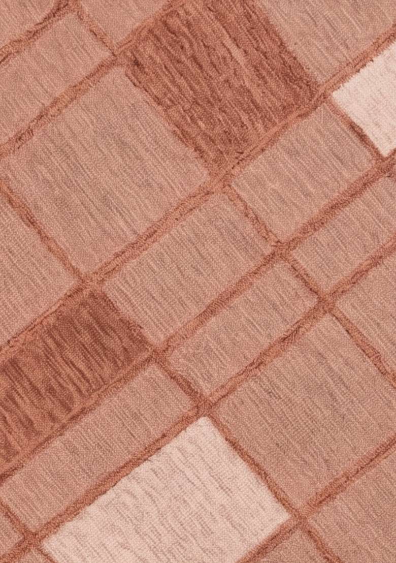 Saffron Rugs Hand-Tufted 100% Wool Area Rug | Terracotta Pink Rectangular Rug | Cotton Backing | Contemporary Geometric Home Decor Carpet for Bedroom - Indya