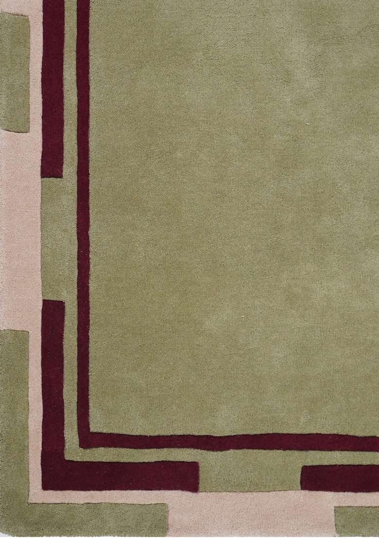 Saffron Rugs Hand-Tufted 100% Wool Area Rug | Green Rectangular Rug | Cotton Backing | Contemporary Geometric Home Decor Carpet for Dining Room - Indya