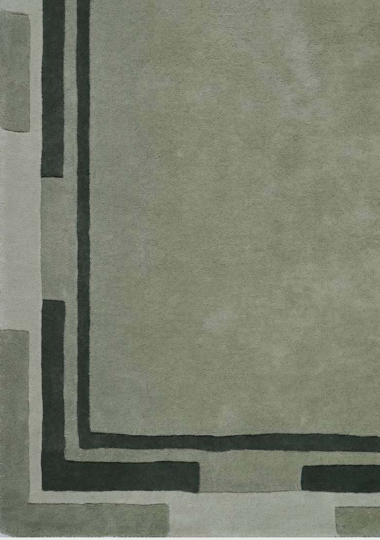 Saffron Rugs Hand-Tufted 100% Wool Area Rug | Sage Green Rectangular Rug | Cotton Backing | Contemporary Geometric Home Decor Carpet for Dining Room - Indya