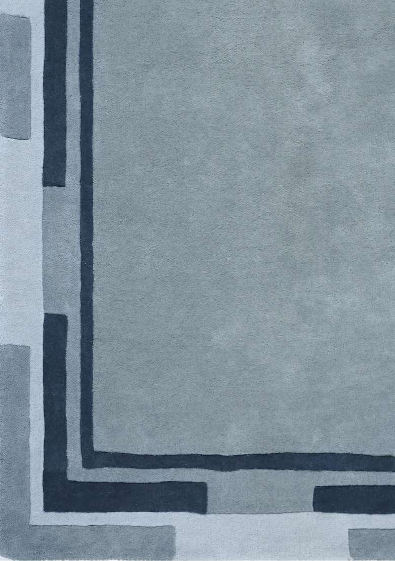 Saffron Rugs Hand-Tufted 100% Wool Area Rug | Steel Blue Rectangular Rug | Cotton Backing | Contemporary Geometric Home Decor Carpet for Dining Room - Indya