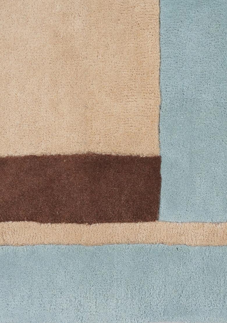 Saffron Rugs Hand Tufted Beige Geometric Contemporary Rectangular Wool Area Rug - Indya