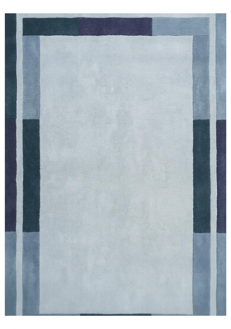 Saffron Rugs Hand Tufted Light Blue Grey Geometric Contemporary Rectangular Wool Area Rug - Indya