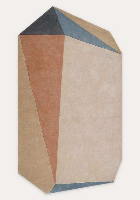 100% Wool Handmade Beige Multi Rug | Contemporary Geometric Octagonal Carpet With Cotton Backing For Living Room