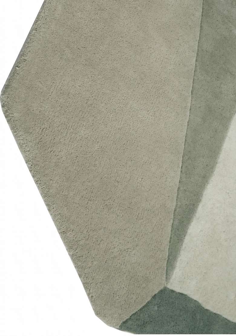 Saffron Rugs Hand-Tufted 100% Wool Area Rug | Sage Green Octagonal Rug | Cotton Backing | Contemporary Geometric Home Decor Carpet for Living Room - Indya