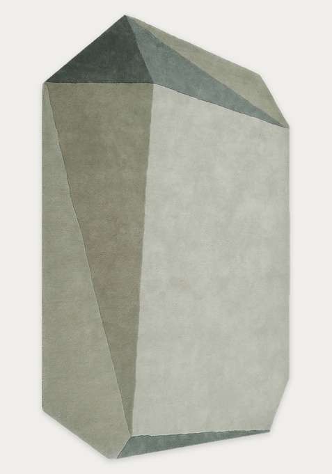 100% Wool Handmade Sage Green Rug | Contemporary Geometric Octagonal Carpet With Cotton Backing For Living Room
