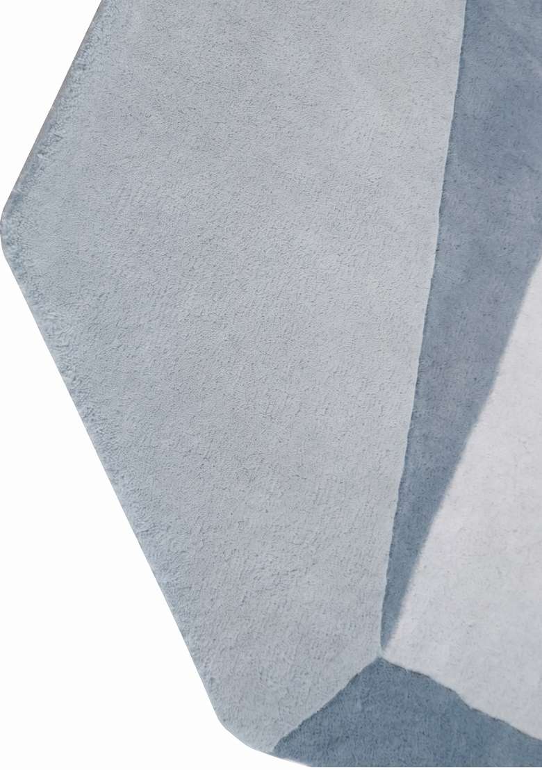 Saffron Rugs Hand-Tufted 100% Wool Area Rug | Steel Blue Octagonal Rug | Cotton Backing | Contemporary Geometric Home Decor Carpet for Living Room - Indya