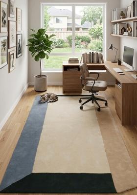 Saffron Rugs Hand Tufted Cream Beige Multi Geometric Contemporary Rectangular Wool Area Rug