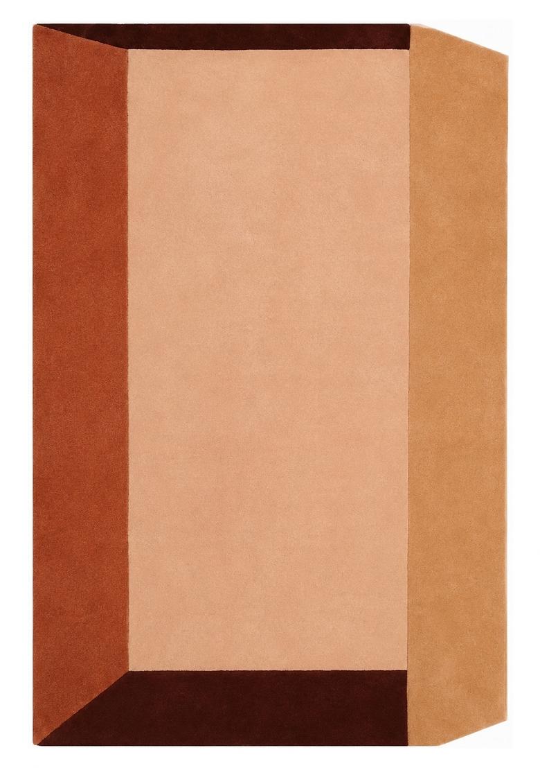 Saffron Rugs Hand Tufted Peach Terracotta Geometric Contemporary Rectangular Wool Area Rug - Indya