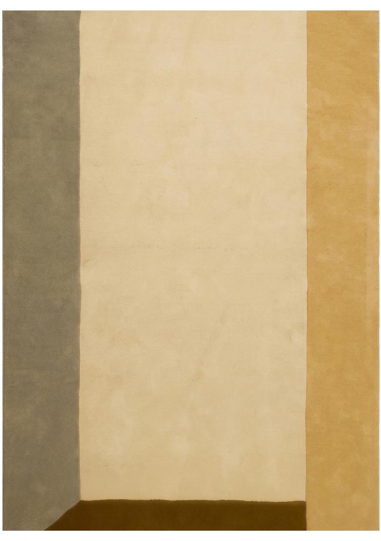 Saffron Rugs Hand Tufted Beige Gold Geometric Contemporary Rectangular Wool Area Rug - Indya