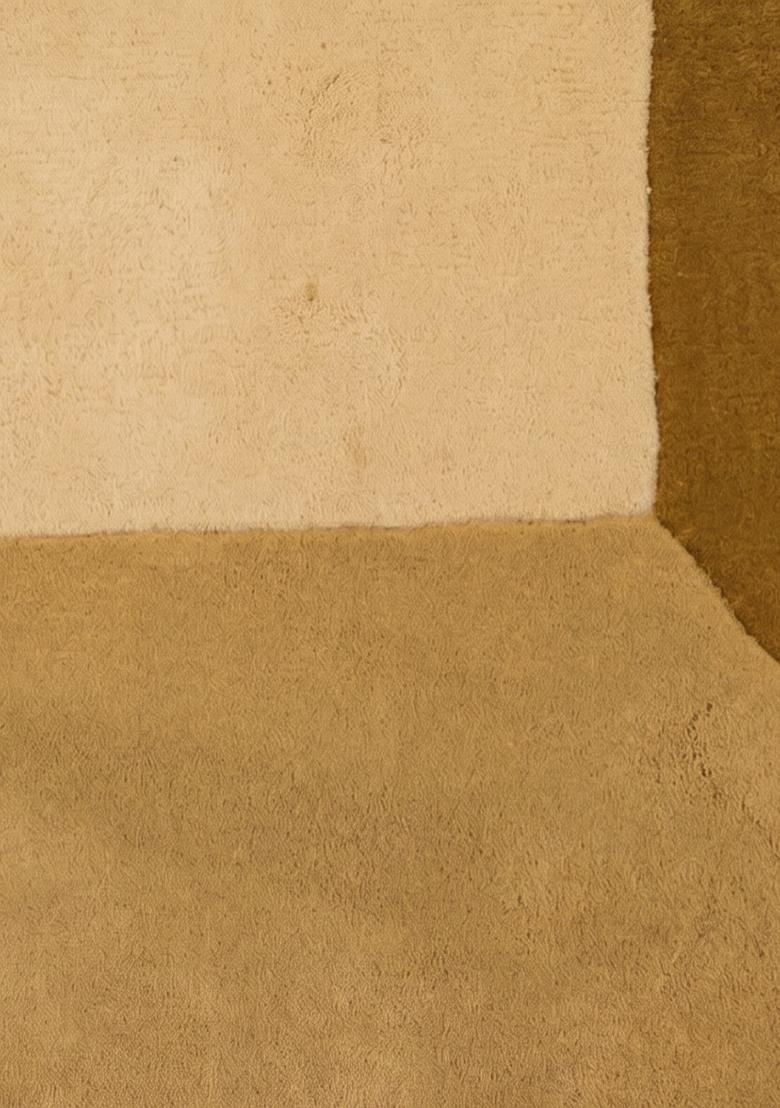 Saffron Rugs Hand Tufted Beige Gold Geometric Contemporary Rectangular Wool Area Rug - Indya