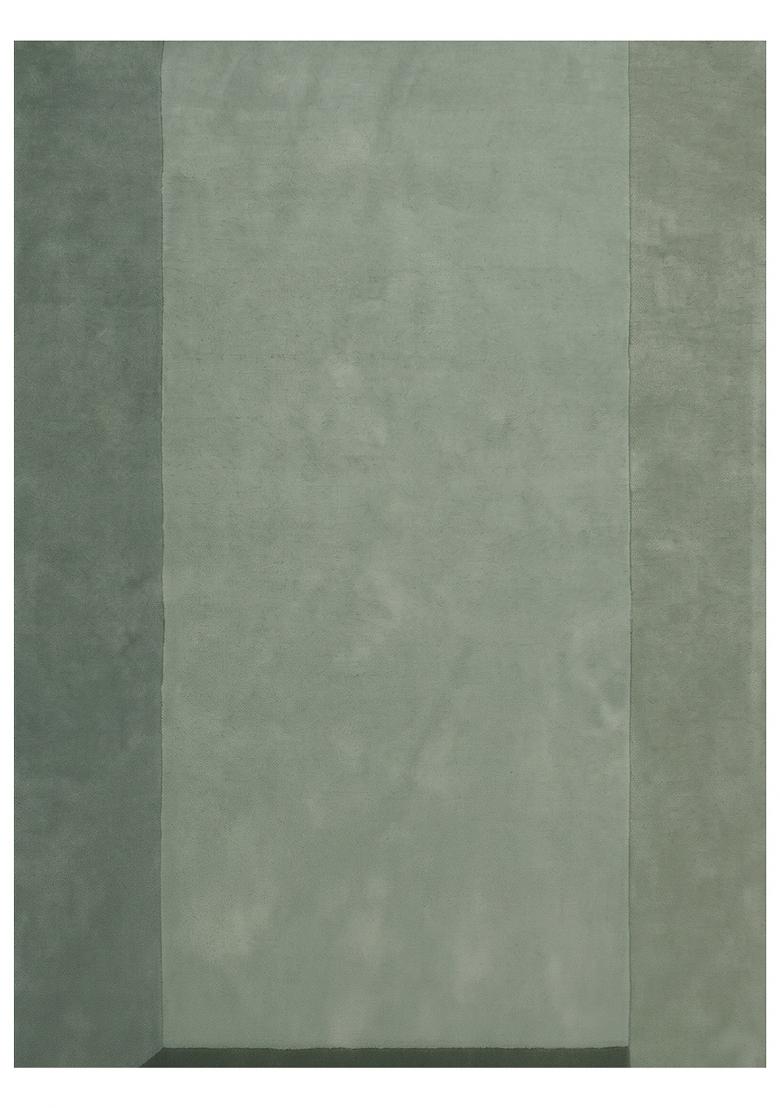 Saffron Rugs Hand Tufted Sage Green Geometric Contemporary Rectangular Wool Area Rug - Indya