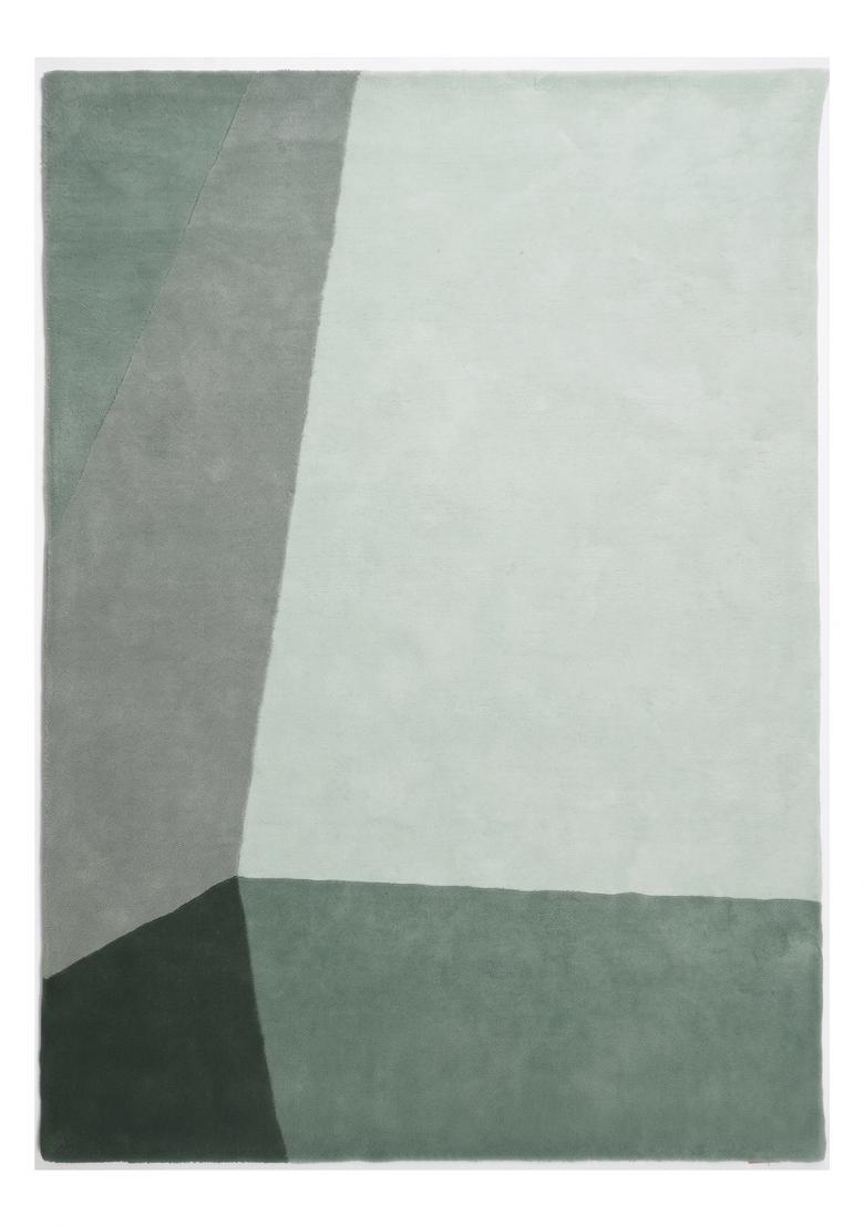 Saffron Rugs Hand Tufted Sage Green Geometric Contemporary Rectangular Wool Area Rug - Indya