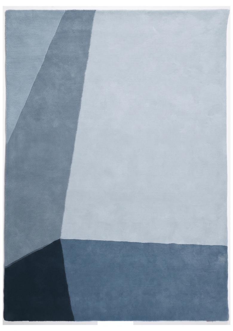 Saffron Rugs Hand Tufted Steel Blue Grey Geometric Contemporary Rectangular Wool Area Rug - Indya
