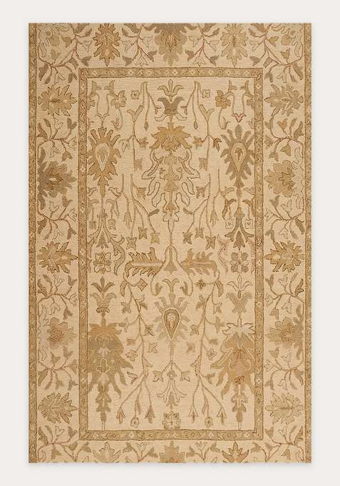 100% Wool Handmade Ivory Beige Rug | Oriental Floral Carpet With Cotton Backing For Living Room