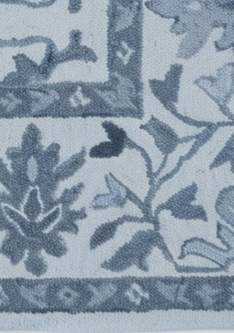 Saffron Rugs Hand Tufted Light Blue Floral Oriental Rectangular Wool Area Rug - Indya