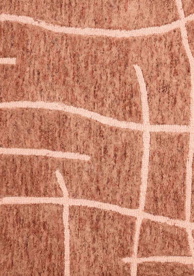 Saffron Rugs Hand Tufted Terracotta Brown Geometric Contemporary Rectangular Wool Area Rug - Indya