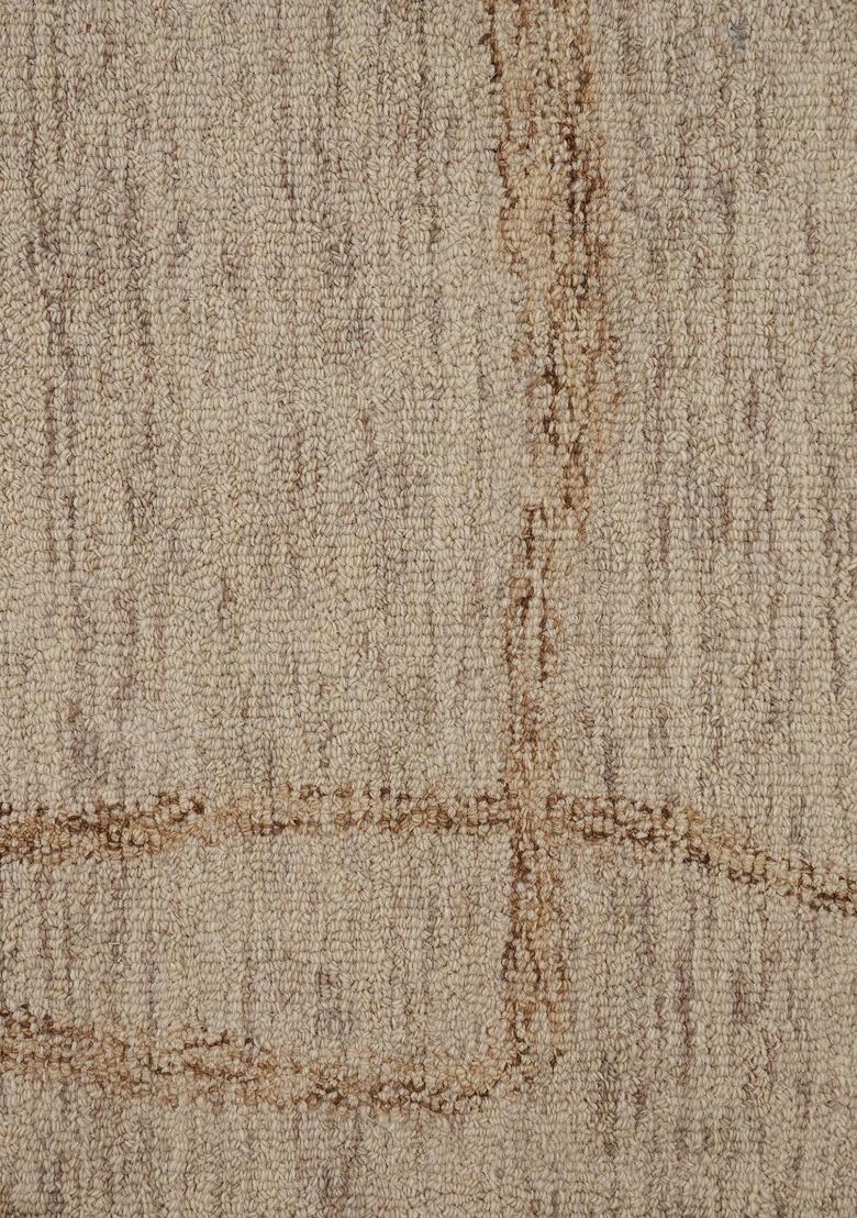 Saffron Rugs Hand Tufted Natural Beige Geometric Contemporary Rectangular Wool Area Rug - Indya