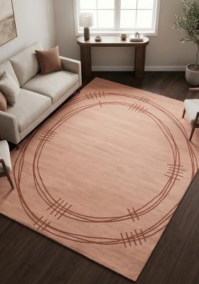 Saffron Rugs Hand Tufted Dusty Blush Pink Geometric Contemporary Rectangular Wool Area Rug
