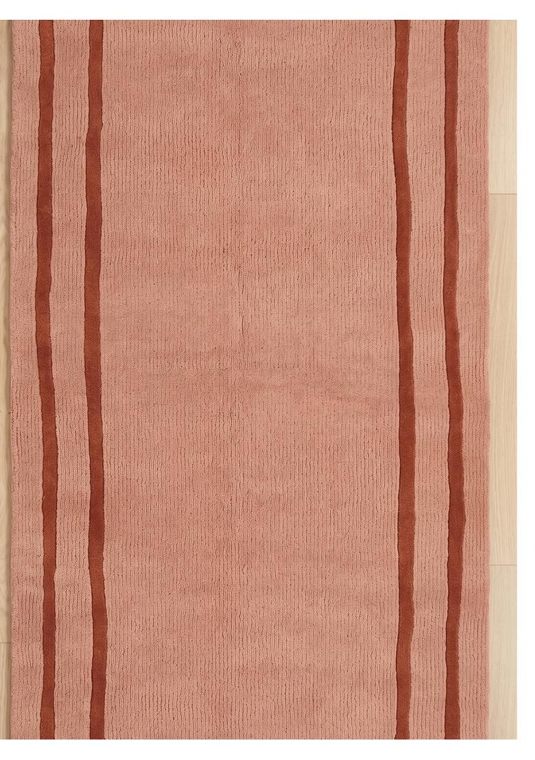 Saffron Rugs Hand Tufted Dusty Blush Pink Geometric Contemporary Rectangular Wool Area Rug - Indya