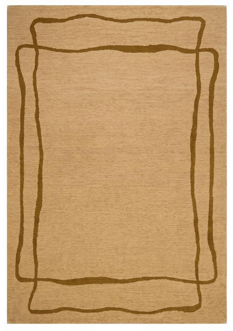 Saffron Rugs Hand Tufted Golden Yellow Geometric Contemporary Rectangular Wool Area Rug - Indya