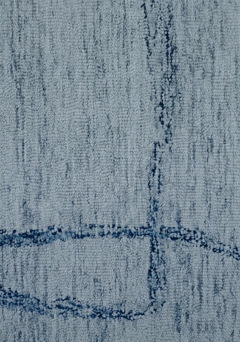 Saffron Rugs Hand Tufted Light Blue Grey Geometric Contemporary Rectangular Wool Area Rug - Indya