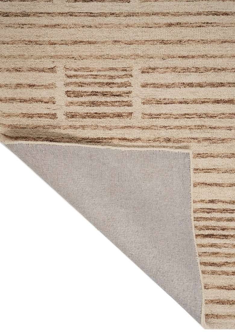 Saffron Rugs Hand-Tufted 100% Wool Area Rug | Beige Brown Rectangular Rug | Cotton Backing | Contemporary Geometric Home Decor Carpet for Living Room - Indya