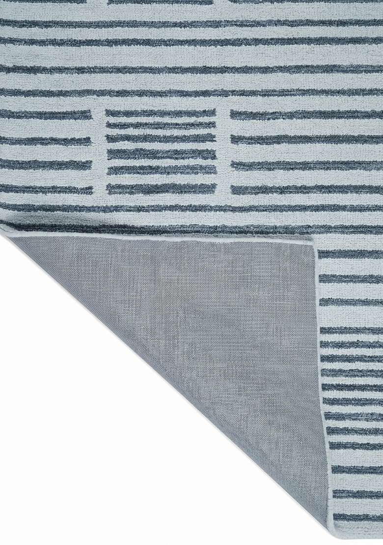 Saffron Rugs Hand-Tufted 100% Wool Area Rug | Light Blue Grey Rectangular Rug | Cotton Backing | Contemporary Geometric Home Decor Carpet for Living Room - Indya